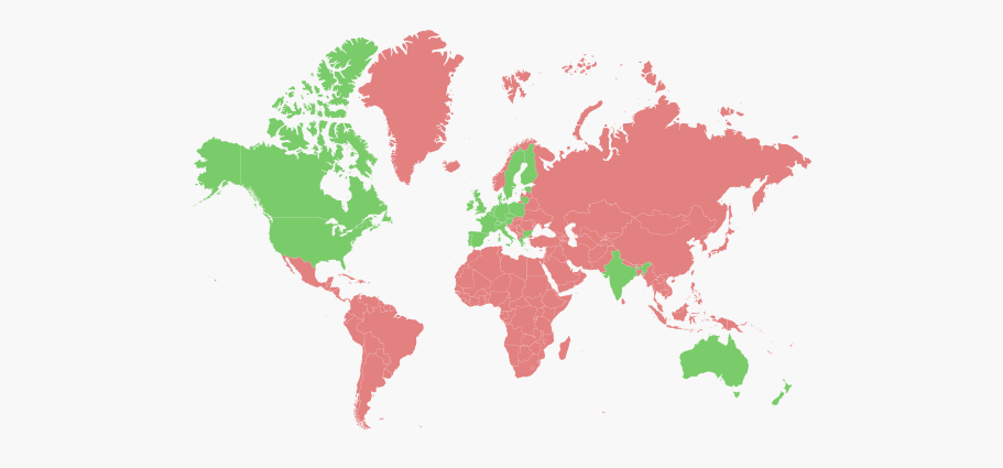 Luckykoala Casino Allowed Countries Map